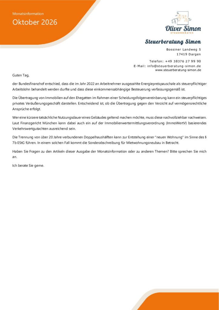Titelseite der Monatsinformation Oktober 2026